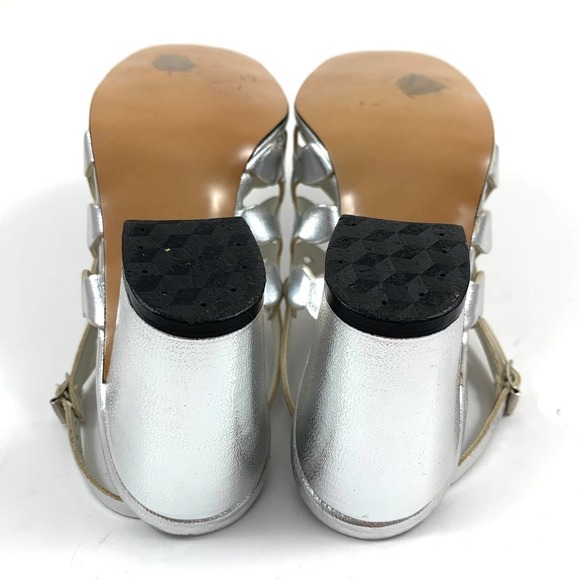 1960's mod silver caged peep toe heeled LIFE STRIDE sandals - Picture 4 of 16